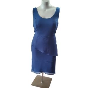 Le Bos Formal Sleeveless Ruffle Tiered Dress 16 Blue New